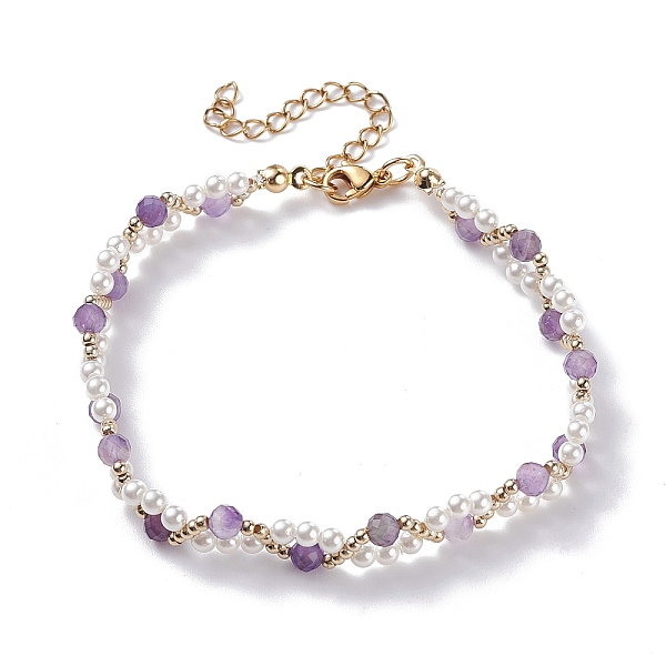 Armbänder Aus Natürlichen Amethyst- Und Muschelperlen