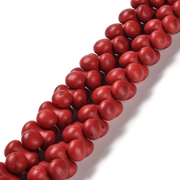 

PandaHall Synthetic Howlite Beads Strands, Dyed, Dumbbell, FireBrick, 13.5x8mm, Hole: 1.2mm, about 427pcs/500g Howlite Others Red