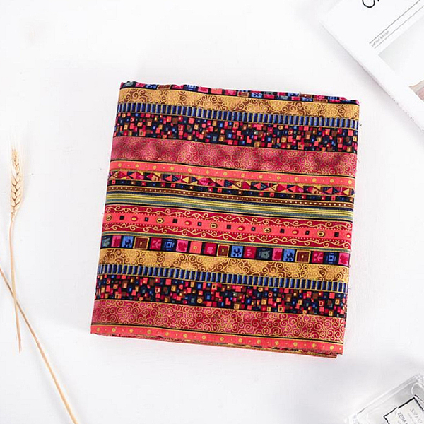 

PandaHall Rectangle Printed Cotton Linen Fabric, for Patchwork, Sewing Tissue to Patchwork, with Ethnic Style Pattern, Crimson, 145x50cm..., Pink