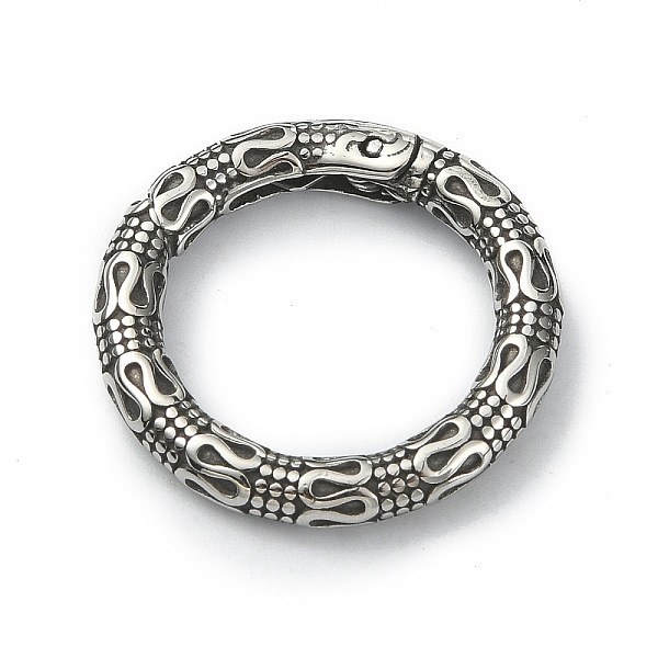 

PandaHall Tibetan Style 316 Surgical Stainless Steel Spring Gate Rings, Textured Snake Round Ring, Antique Silver, 19.3x3.3mm 316 Surgical...