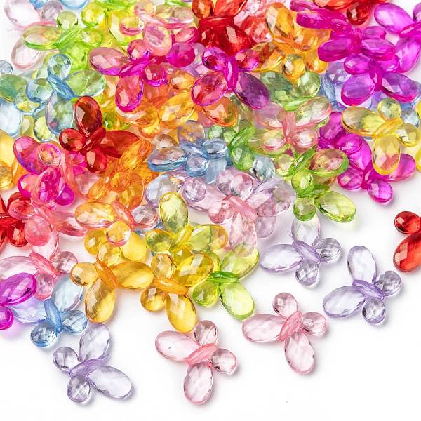 

PandaHall Transparent Acrylic Beads, Faceted, Butterfly, Mixed Color, 17x13x5mm, Hole: 2mm, about 950pcs/500g Acrylic Butterfly Multicolor