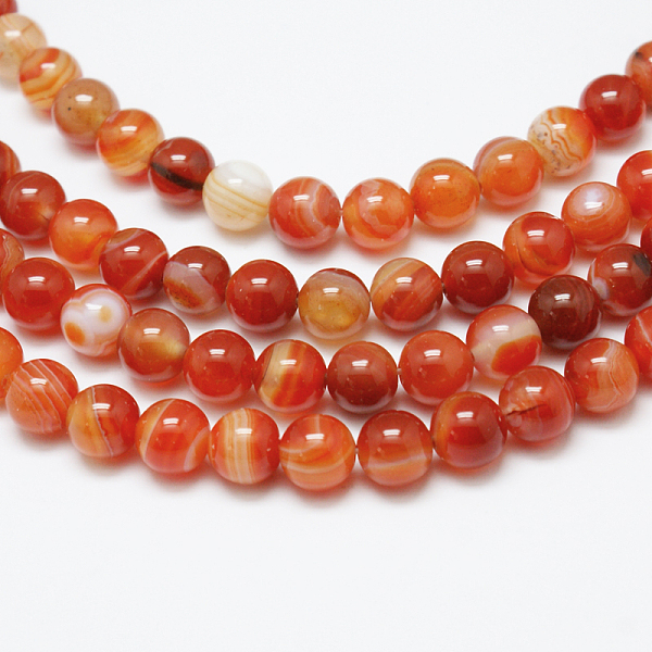 PandaHall Natural Red Agate Bead Strands, Dyed, Round, Chocolate, 10mm, Hole: 1.2mm, about 38pcs/strand, 14 inch Red Agate Round Brown