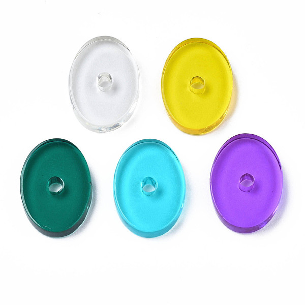 

PandaHall Transparent Acrylic Beads, Oval, Mixed Color, 16x11.5x2.5~3mm, Hole: 2mm Acrylic Oval Multicolor