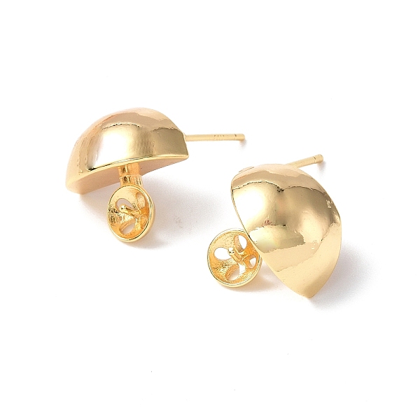 

PandaHall Brass Stud Earring Findings, with Peg Bails and 925 Sterling Silver Pins, Half Round, Real 18K Gold Plated, 14x13.5mm, Pin: 0.8mm...