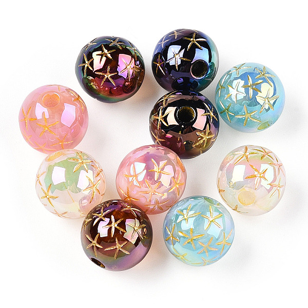 

PandaHall Acrylic Beads, Golden Metal Enlaced, Round, Mixed Color, 11.5x11mm, Hole: 2.5mm Acrylic Round Multicolor