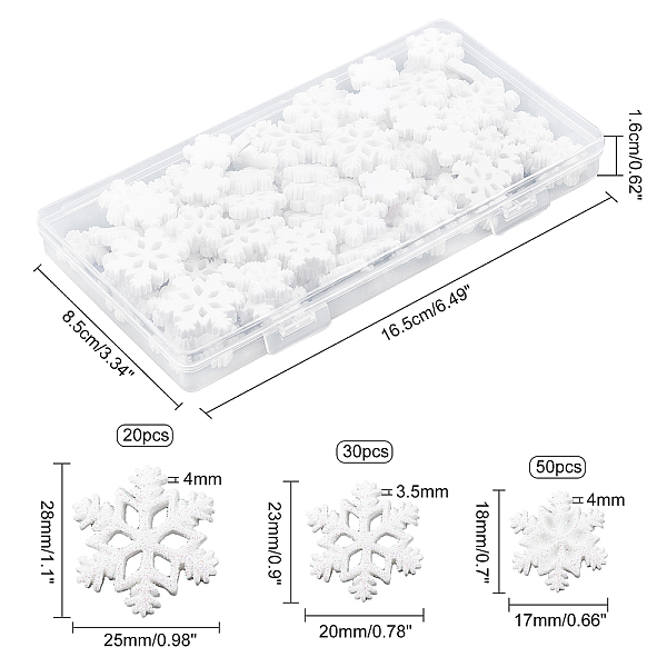 

PandaHall Olycraft Opaque Resin Cabochon, Snowflake, White, 100pcs/box Resin Snowflake White