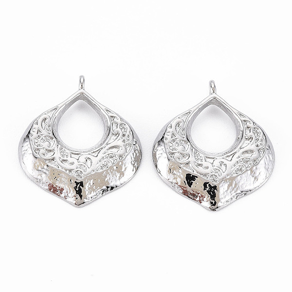 

PandaHall Brass Pendants, Nickel Free, Teardrop, Bumpy, Real Platinum Plated, 22x18.5x2mm, Hole: 1.5mm Brass Teardrop