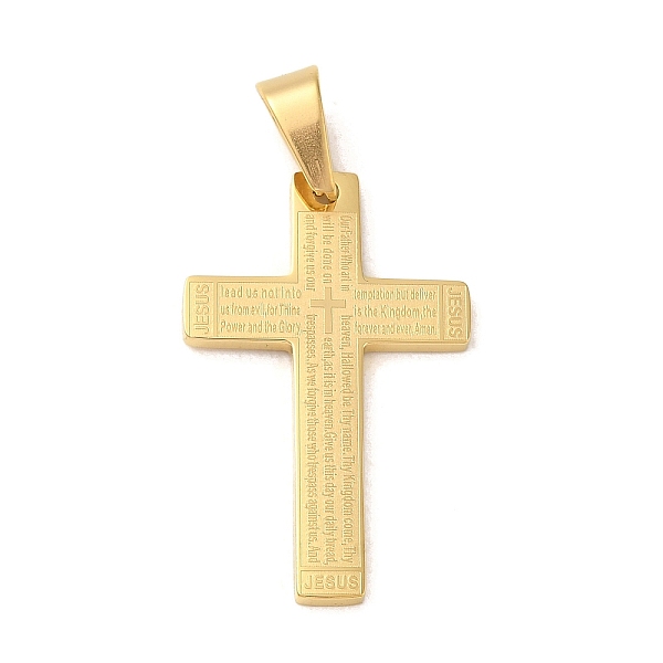 

PandaHall Vacuum Plating 304 Stainless Steel Pendants, Cross with Word Charm, Religion, Golden, 34.8x22x1.8mm, Hole: 8x5.5mm 304 Stainless...
