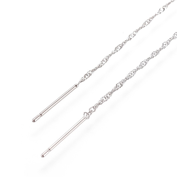 

PandaHall Brass Stud Earring Findings, with Loop, Rope Chains, Ear Thread, Platinum, 105x1mm, Hole: 1.8mm, Pin: 0.8mm Brass Others