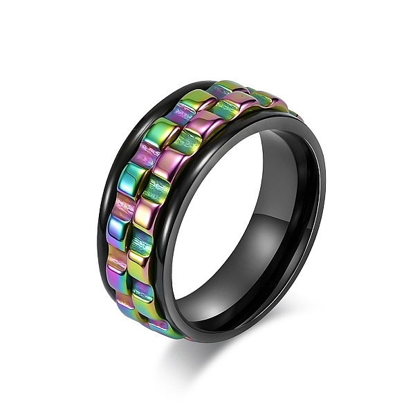 

PandaHall Gear Titanium Steel Rotating Finger Ring, Fidget Spinner Ring for Calming Worry Meditation, Rainbow Color, US Size 10(19.8mm) 304...