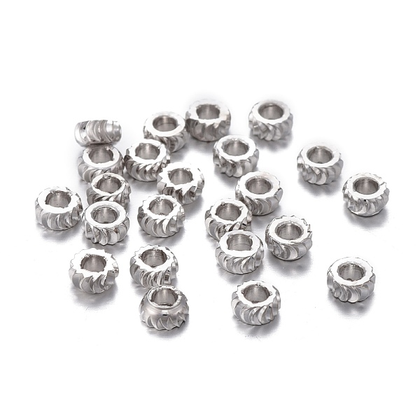 

PandaHall Brass Spacer Beads, Long-lasting Plated, Fancy Cut, Flat Round, Platinum, 4x2mm, Hole: 1.8mm Brass Flat Round