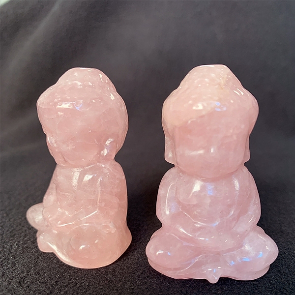 

PandaHall Natural Rose Quartz Display Decorations, Reiki Energy Stone Figurine, Buddha, 50.8mm Rose Quartz Human