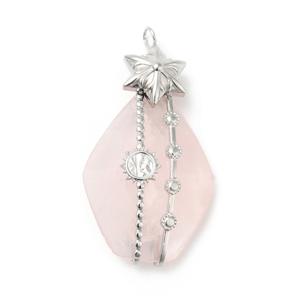 

PandaHall Natural Rose Quartz Pendants, Teardrop Charm, with Stainless Steel Color Plated 304 Stainless Steel Snowflake Findings...
