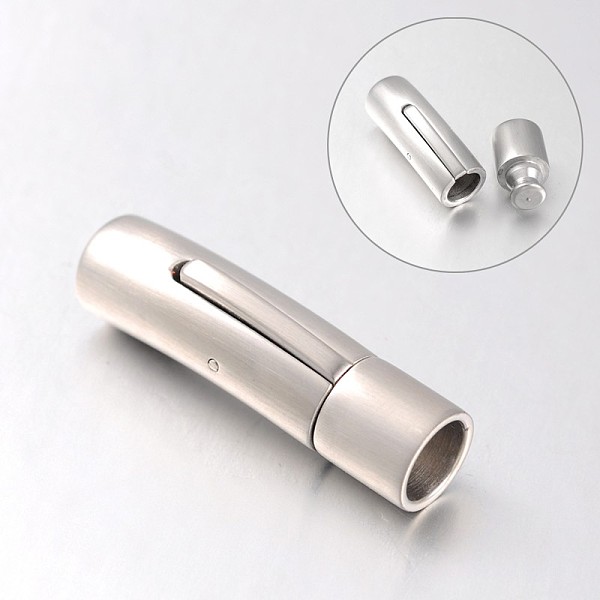 

PandaHall Mixed Styles Glazed or Matte Column 304 Stainless Steel Bayonet Necklace Clasps, Stainless Steel Color, 28x9mm, Hole: 6mm 304...