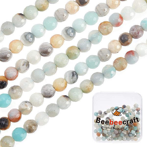 

PandaHall Beebeecraft 2 Strands Natural Flower Amazonite Beads Strands, Faceted, Round, 6mm, Hole: 1mm, about 59~60pcs/strand, 14.9~15''...