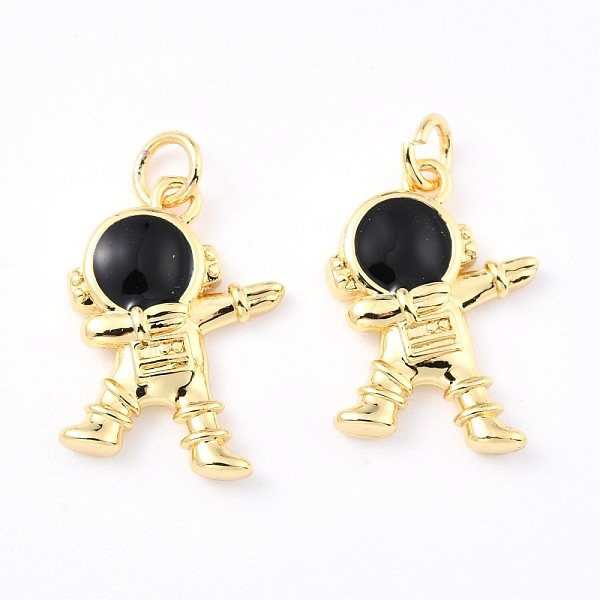 

PandaHall Brass Enamel Pendants, with Jump Ring, Long-Lasting Plated, Real 18K Gold Plated, Astronaut, Black, 18.5x13.5x3mm, Hole: 3.4mm...