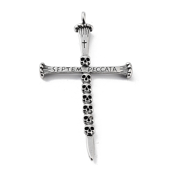 

PandaHall Tibetan Style Alloy Pendants, Skull Charms, Cross, 92x50x6mm, Hole: 5mm Alloy Cross