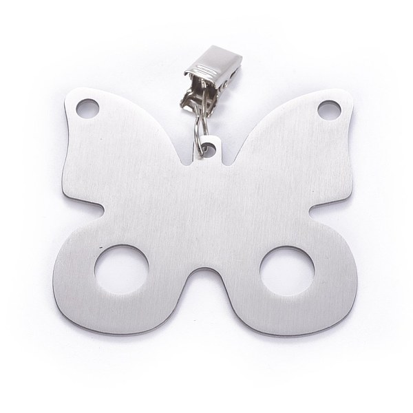 

PandaHall Stainless Steel Tablecloth Pendants, with Clips, Butterfly, Stainless Steel Color, 81mm, Butterfly: 65.2x69.2x2mm Stainless Steel