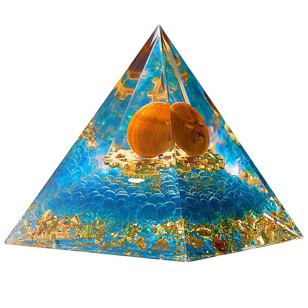 PandaHall Purple Aventurine Crystal Pyramid Decorations, Healing Angel Crystal Pyramid Stone Pyramid, for Healing Meditation, 60x60x65mm...