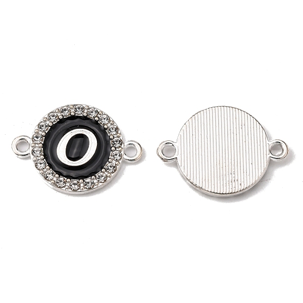 

PandaHall Alloy Enamel Links Connectors, with Crystal Rhinestones, Flat Round with Letter, Silver Color Plated, Letter.O, 22x16x2mm, Hole..., Black