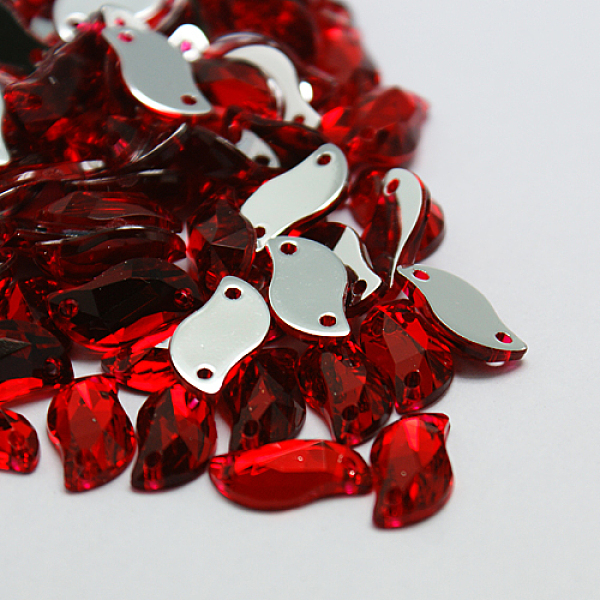 

PandaHall Sew on Rhinestone, Taiwan Acrylic Rhinestone, Two Holes, Garment Accessories, Faceted, Wave, Red, 20x10x5mm, Hole: 1mm Acrylic...