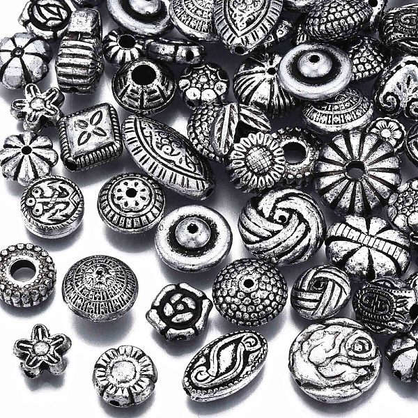 

PandaHall CCB Plastic Beads, for DIY Jewelry Making, Mixed Shapes, Antique Silver, 7.5~19x7.5~14x3~8mm, Hole: 1.2~3.5mm Plastic Mixed Shapes