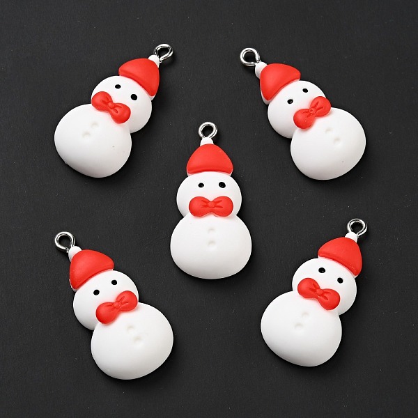 

PandaHall Christmas Opaque Resin Pendants, with Platinum Tone Iron Loops, Snowman Charm, White, 34x16x8.5mm, Hole: 2x2.6mm Iron+Resin...