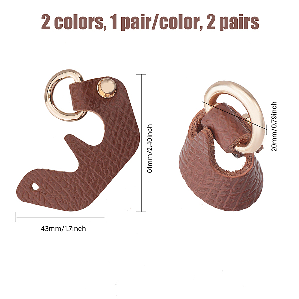 

PandaHall CHGCRAFT 2Pairs 2Colors Leather Undamaged Bag D Ring Connectors No Punch Detachable Bag Handle Cover for Adding Handbag Crossbody..., Multicolor