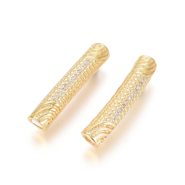 

PandaHall Brass Micro Pave Clear Cubic Zirconia Beads, Long-Lasting Plated, Tube Beads, Golden, 30x6mm, Hole: 4mm Brass+Cubic Zirconia Tube...