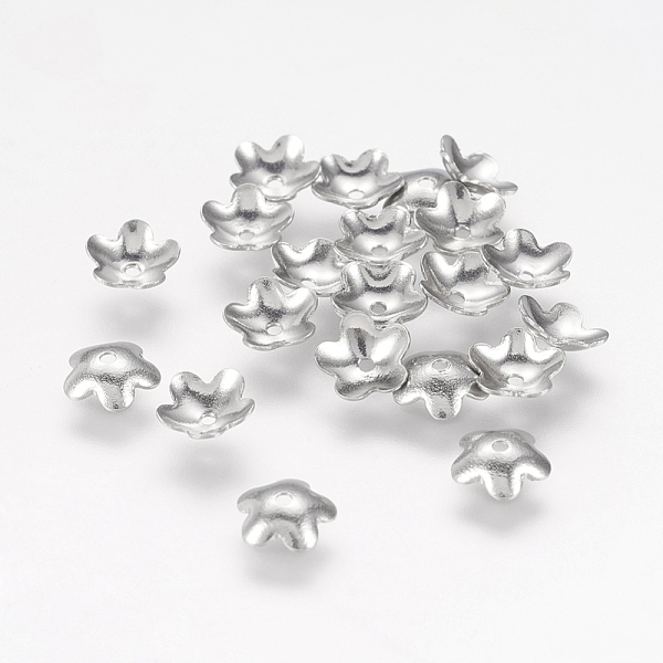 

PandaHall 304 Stainless Steel 5-Petal Flower Bead Caps, Stainless Steel Color, 5.8x1.8mm, Hole: 0.7mm, about 1000pcs/bag 304 Stainless Steel