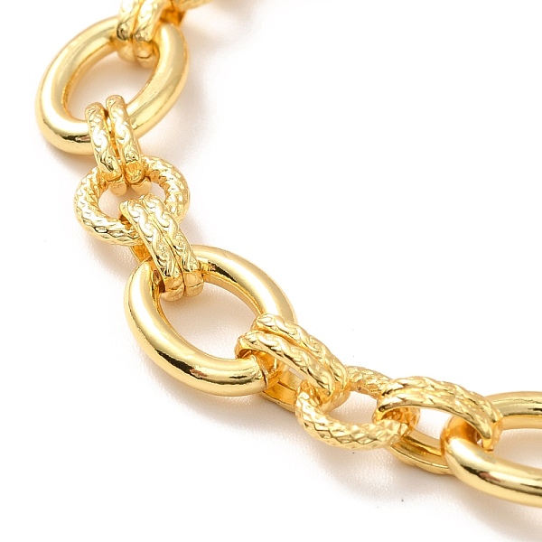 

PandaHall Rack Plating Brass Oval & Ring Link Chain Bracelet for Women, Cadmium Free & Lead Free, Real 18K Gold Plated, 6-7/8 inch(17.5cm)...
