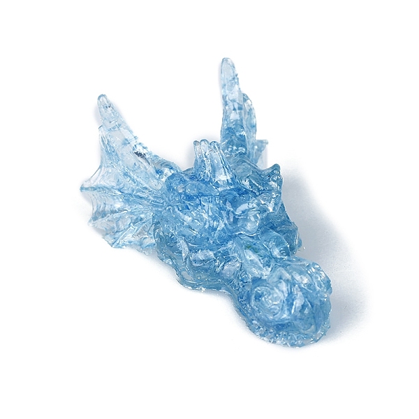 

PandaHall Resin Dragon Head Display Decoration, with Natural Aquamarine Chips inside Statues for Home Office Decorations, 90x60x40mm...