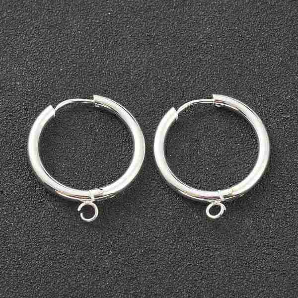 

PandaHall 201 Stainless Steel Huggie Hoop Earring Findings, with Horizontal Loop and 316 Surgical Stainless Steel Pin, Silver, 25x23x2.5mm...