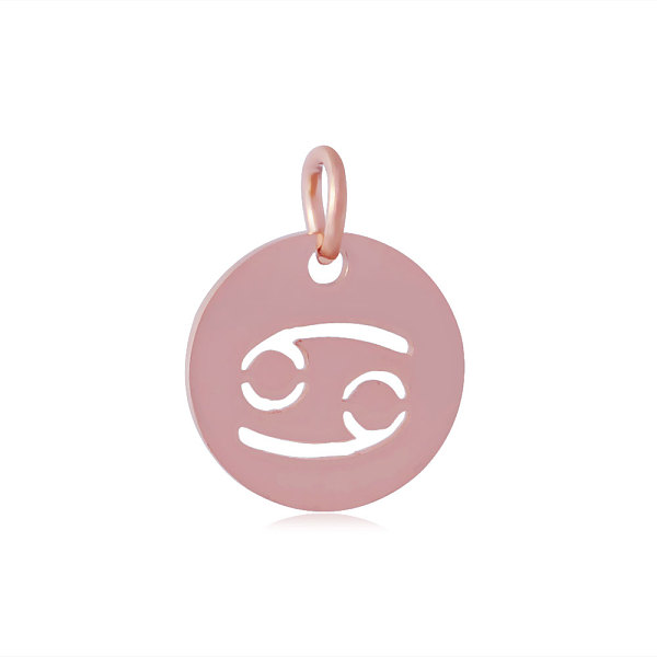 

PandaHall 304 Stainless Steel Charms, Flat Round with Constellation/Zodiac Sign, Rose Gold, Cancer, 12x1mm, Hole: 3mm 304 Stainless Steel...