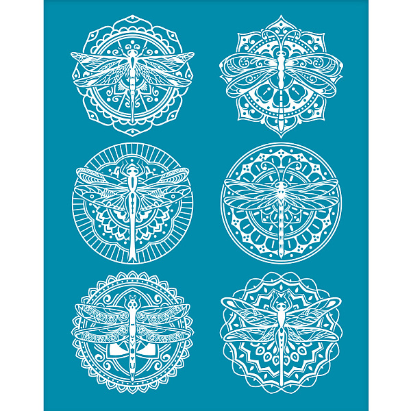 

PandaHall OLYCRAFT 4x5 Inch Clay Stencils Mandala Pattern Silk Screen for Polymer Silk Screen Stencils Dragonfly Mesh Transfer Stencils..., Cyan