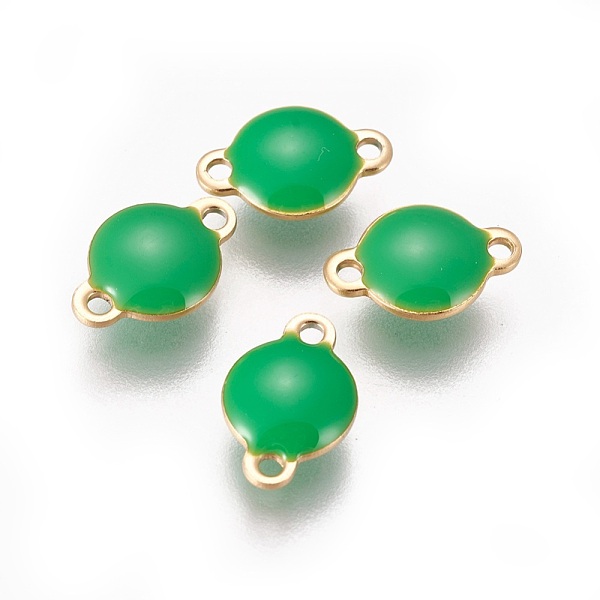 

PandaHall Ion Plating(IP) 304 Stainless Steel Enamel Links connectors, Enamelled Sequins, Flat Round, Golden, Green, 12x8x4mm, Hole: 1.4mm...