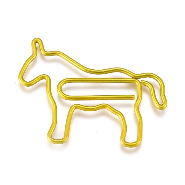 PandaHall Horse Shape Iron Paperclips, Cute Paper Clips, Funny Bookmark Marking Clips, Golden, 27.5x37x1mm Iron
