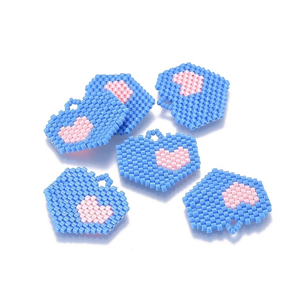 

PandaHall MIYUKI & TOHO Handmade Japanese Seed Beads Pendants, Loom Pattern, Heart, Cornflower Blue, 21~22x23x1.7mm, Hole: 3mm Glass Heart...