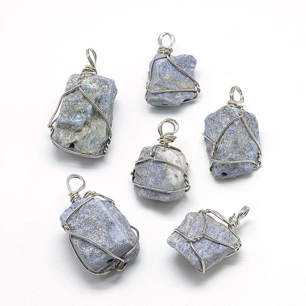 

PandaHall Natural Lapis Lazuli Pendants, with Brass Wires, Platinum, 30~45x20~30x15~30mm, Hole: 5mm Lapis Lazuli Mixed Shapes