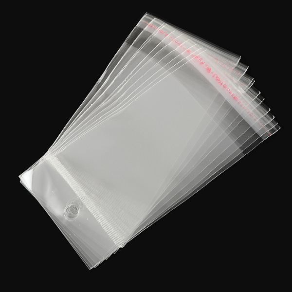 

PandaHall OPP Cellophane Bags, Rectangle, Clear, 12x6cm, Hole: 8mm, Unilateral Thickness: 0.035mm, Inner Measure: 7x6cm OPP Cellophane Clear