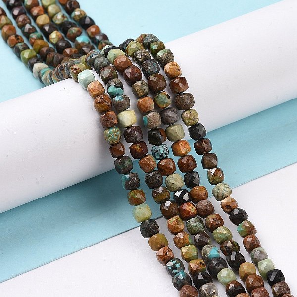

PandaHall Natural Turquoise Beads Strands, Faceted, Cube, 4.5x4.5x4.5mm, Hole: 0.8mm, about 94pcs/strand, 15.24''(38.7cm) Natural Turquoise...
