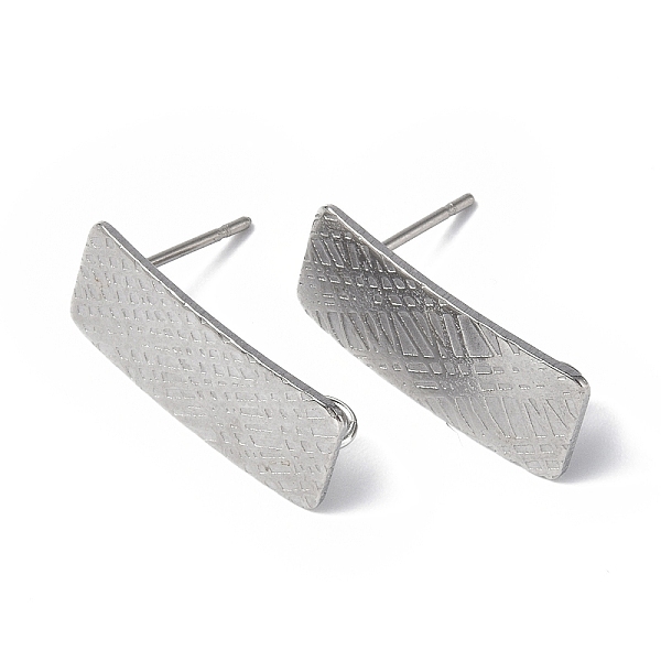 

PandaHall 304 Stainless Steel Stud Earring Finding, with Vertical Loops, Textured Rectangle, Stainless Steel Color, 20x8mm, Hole: 2.5mm, Pin...