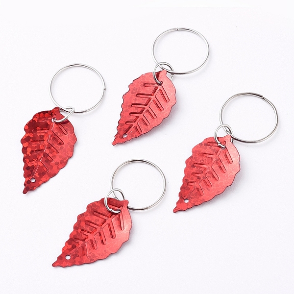 

PandaHall Plastic Paillette/Sequin Hair Braid Rings Pendants, Hair Clip Headband Accessories, Leaf, Red, 40mm Plastic Leaf Red
