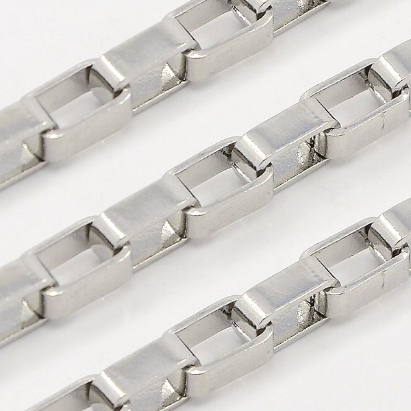 

PandaHall 304 Stainless Steel Venetian Chains, Box Chain, Unwelded, Stainless Steel Color, 4x4mm 304 Stainless Steel