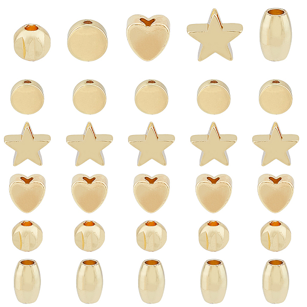 

PandaHall HOBBIESAY 100Pcs 5 Style Rack Plating Brass Beads, Cadmium Free & Lead Free, Long-Lasting Plated, Mixed Shapes, Real 18K Gold...