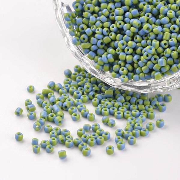 

PandaHall 12/0 Opaque Colours Seep Glass Beads, Round Seed Beads, Lawn Green, 1.5~2x2mm, Hole: 0.5mm, about 22500pcs/450g Glass