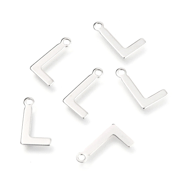 

PandaHall 201 Stainless Steel Charms, Alphabet, Letter.L, 12x7.5x0.6mm, Hole: 1.4mm 201 Stainless Steel Letter L
