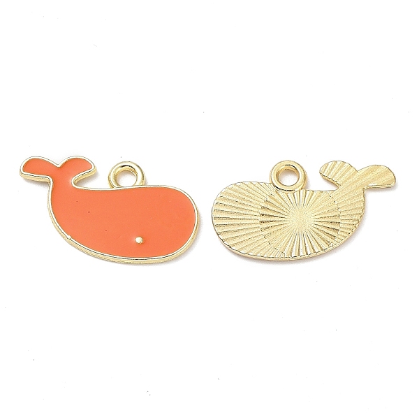 

PandaHall Alloy Enamal Pendants, Lead Free & Cadmium Free, Golden, Whale Charm, Coral, 14.5x24x1mm, Hole: 2.3mm Alloy+Enamel Whale Red
