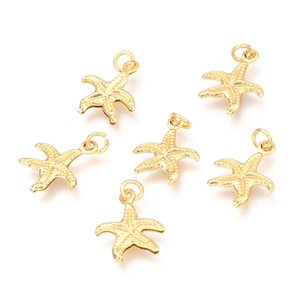 

PandaHall Brass Charms, Long-Lasting Plated, Starfish, Real 18K Gold Plated, 14.5x12x1.5mm, Hole: 2.5mm Brass Starfish