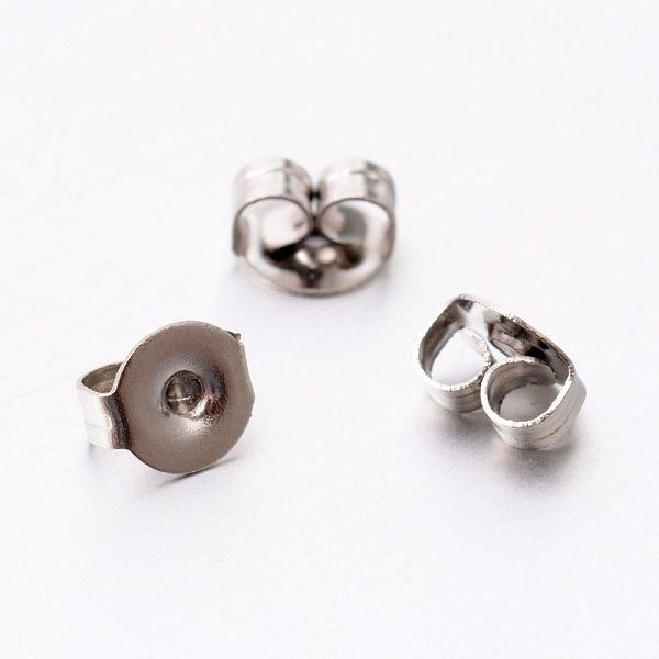 

PandaHall 304 Stainless Steel Ear Nuts, Earring Backs, Stainless Steel Color, 5x4.5x3mm, Hole: 0.8mm 304 Stainless Steel